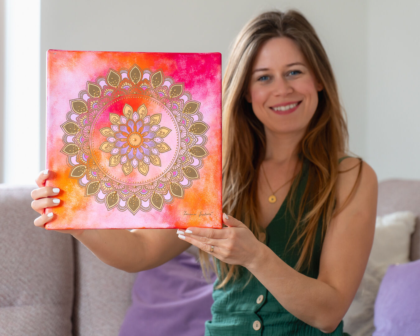 Oranžová mandala, obraz Zuzany Krulové